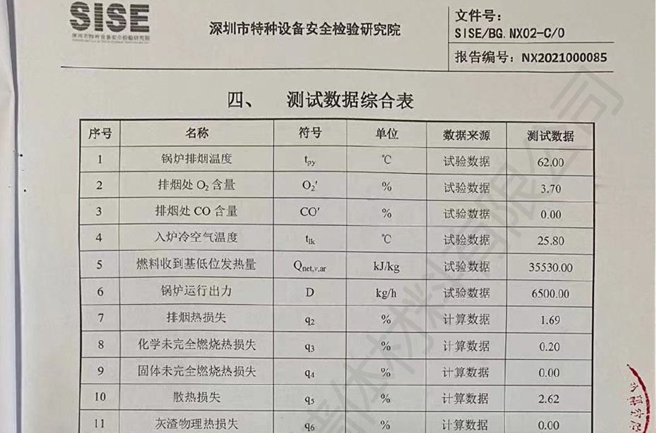 鍋爐能效測試報告
